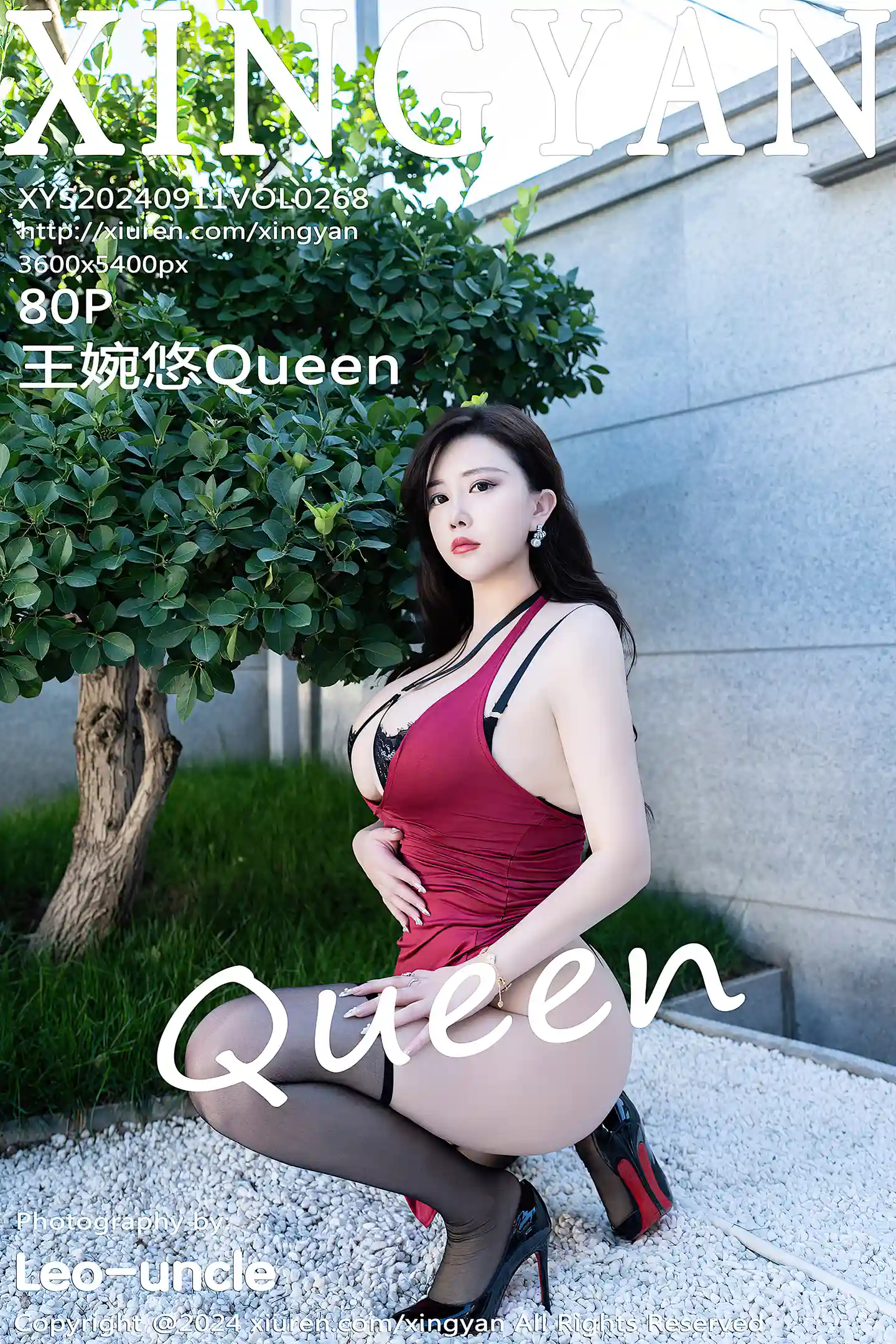 [XINGYAN星颜社]VOL.268_模特王婉悠Queen红色连衣裙露黑色情趣内衣秀丰满身材诱惑写真80P-秀人网 - XiuRen.Pro
